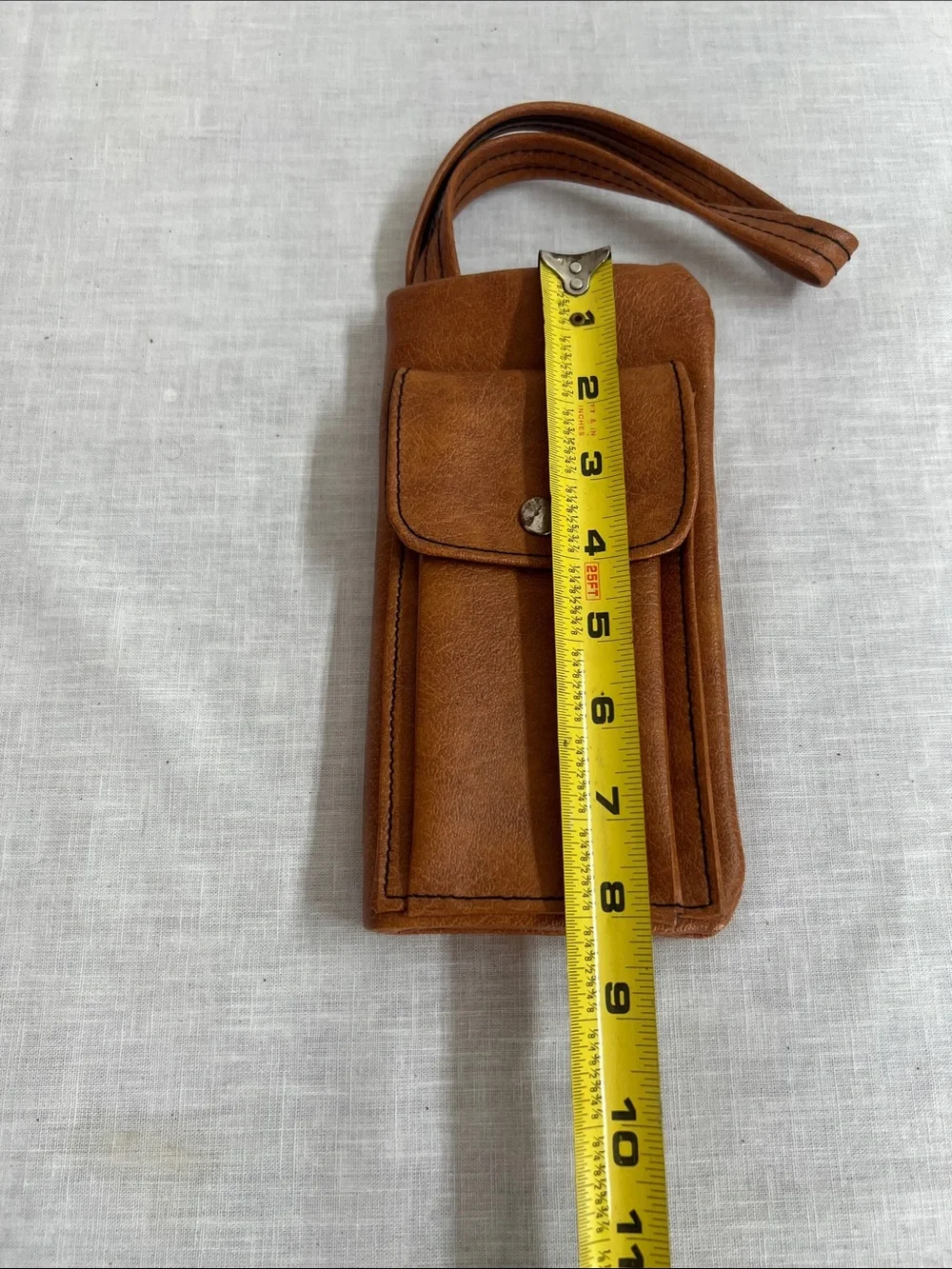 🌞 Classic Vintage 60s 70s Brown wallet billfold Front Pocket snaps closed strap